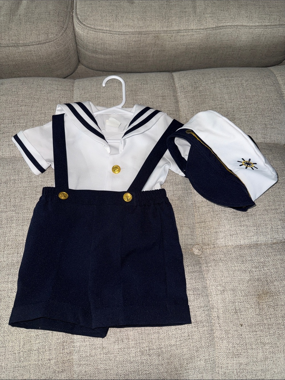 Navy & White Sailor Kids Matching Set with Hat